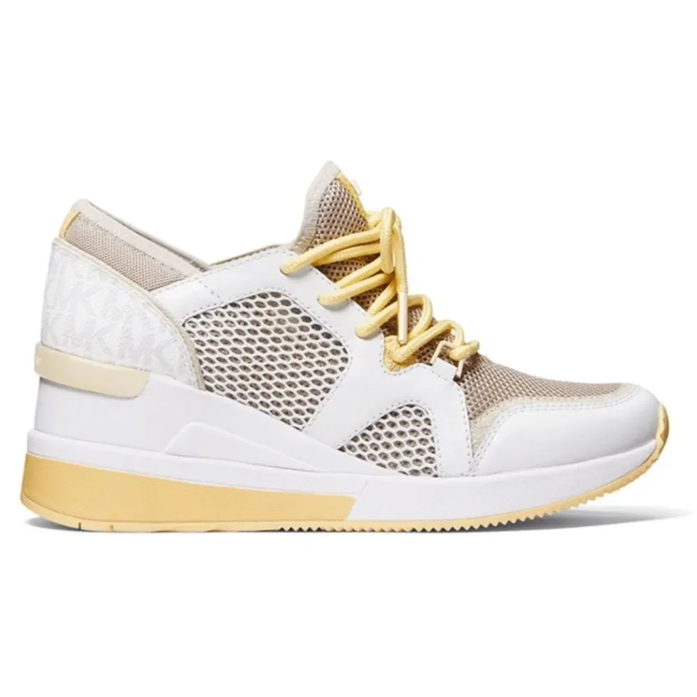 Michael Kors White and Gold Women's Sneakers - Picture 2 of 12